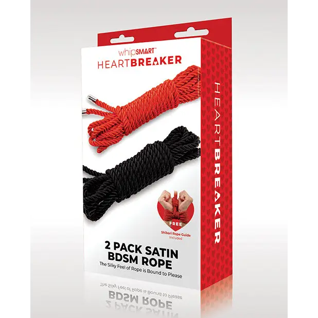 WhipSmart Heartbreaker Satin BDSM Rope - Black/Red Set of 2 - Bondage Blindfolds & Restraints