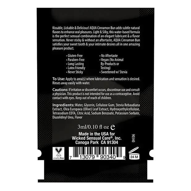 Wicked Sensual Care Aqua Water Based Lubricant, .1 oz Cinnamon Bun