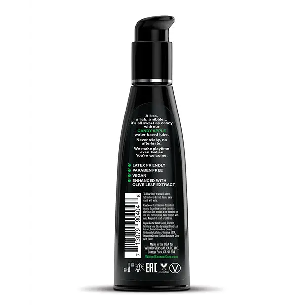 Wicked Sensual Care Aqua Water Based Lubricant - 4 oz Candy Apple - Lubricants