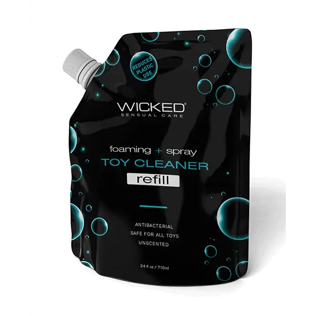 Wicked Sensual Care Foaming + Spray Toy Cleaner Refill Pouch - 24 oz - Toy Cleaners