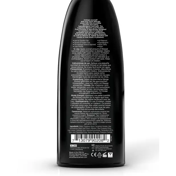 Wicked Sensual Care Hypoallergenic Aqua Sensitive Water Based Lubricant, 8 oz Unscented