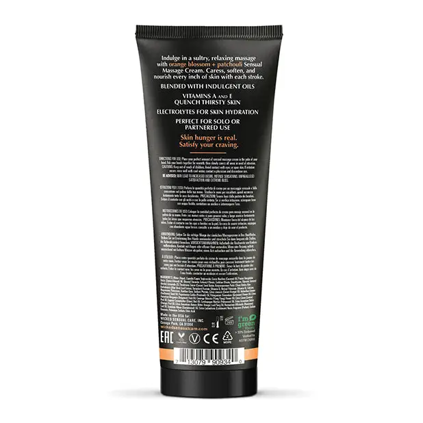 Wicked Sensual Care Orange Blossom & Patchouli Massage Cream, 4 oz