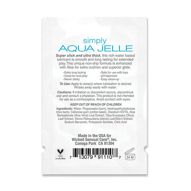 Wicked Sensual Care Simply Aqua Jelle Water Based Lubricant, .1 oz