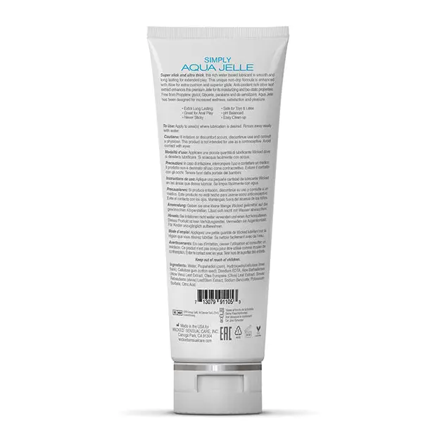 Wicked Sensual Care Simply Aqua Jelle Water Based Lubricant, 4 oz