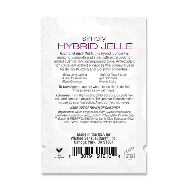 Wicked Sensual Care Simply Hybrid Jelle Lubricant, .1 oz