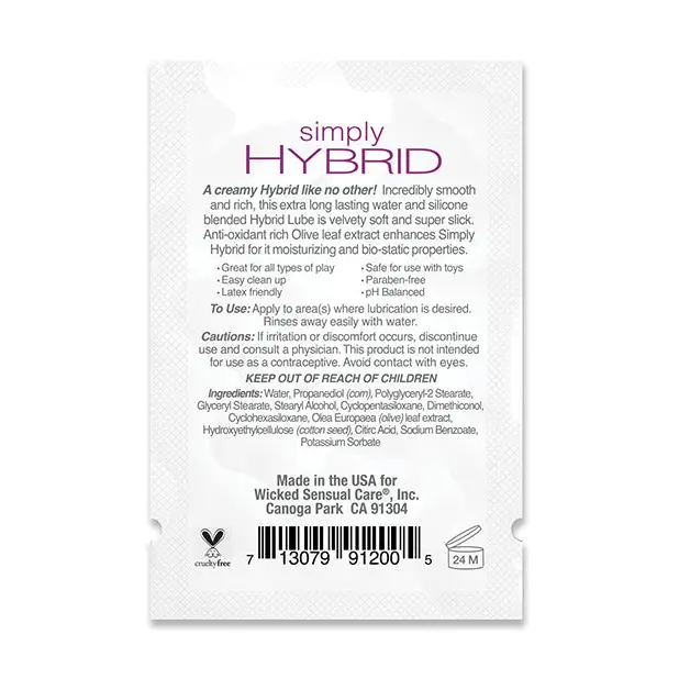 Wicked Sensual Care Simply Hybrid Lubricant, .1 oz