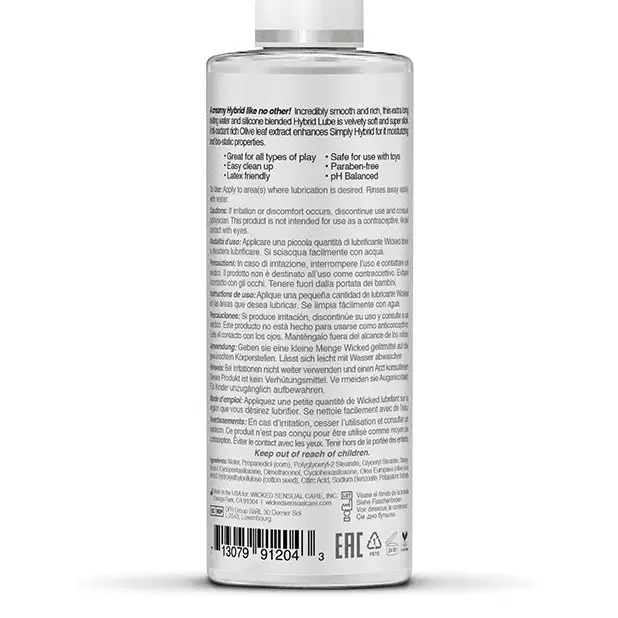 Wicked Sensual Care Simply Hybrid Lubricant, 4 oz