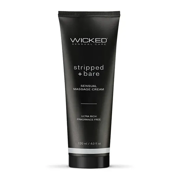 Wicked Sensual Care Stripped & Bare Unscented Massage Cream, 4 oz