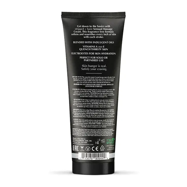 Wicked Sensual Care Stripped & Bare Unscented Massage Cream, 4 oz