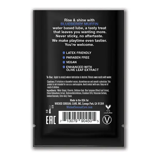 Wicked Sensual Care Water Based Lubricant, .1 oz Blueberry Muffin