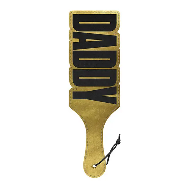 Wood Rocket Daddy Paddle - Black/Gold - Bondage Blindfolds & Restraints