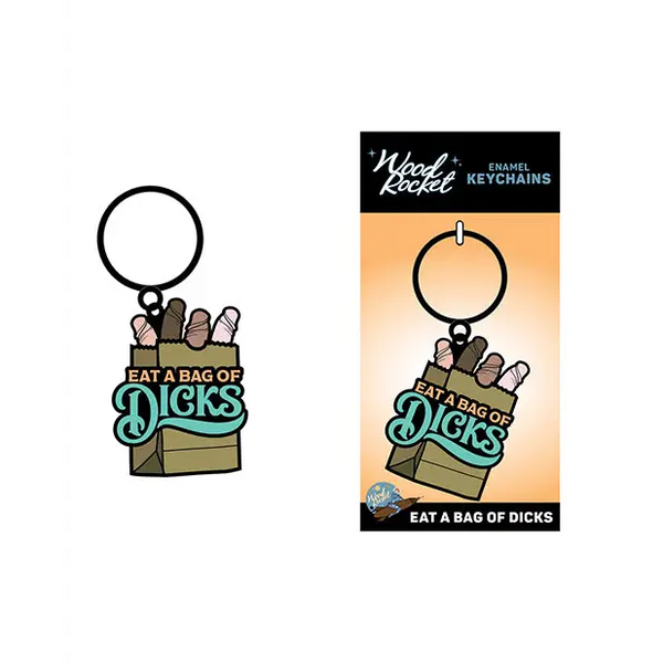 Wood Rocket Eat A Bag of Dicks Keychain - Tan - Novelties