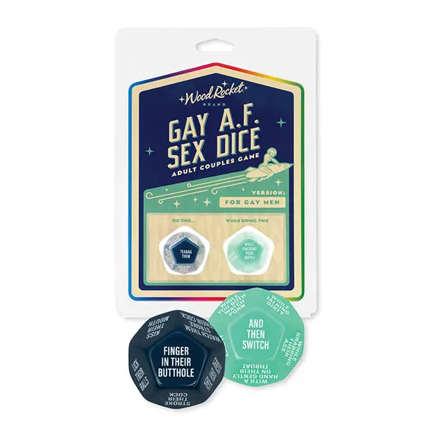 Wood Rocket Gay AF Gay Men Couples Sex Dice Game - Blue