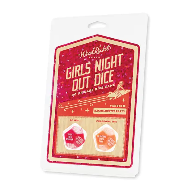 Wood Rocket Girls Night Out Do or Dare Dice Game - Red