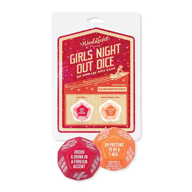 Wood Rocket Girls Night Out Do or Dare Dice Game - Red