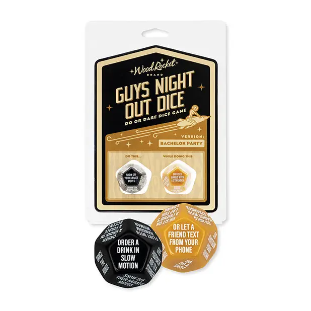 Wood Rocket Guys Night Out Do or Dare Dice Game - Black