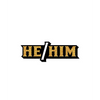 Wood Rocket He/Him Pin, Black/Gold
