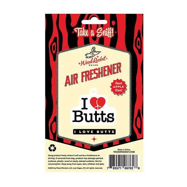 Wood Rocket I Love Butts Air Freshener - Apple