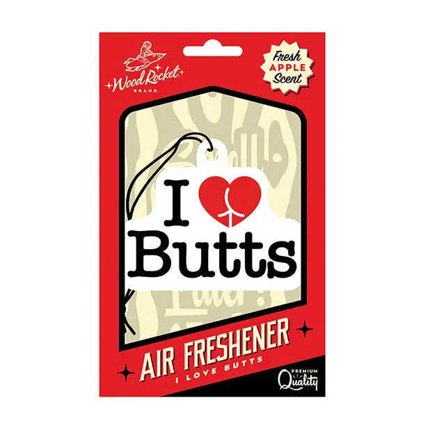 Wood Rocket I Love Butts Air Freshener - Apple