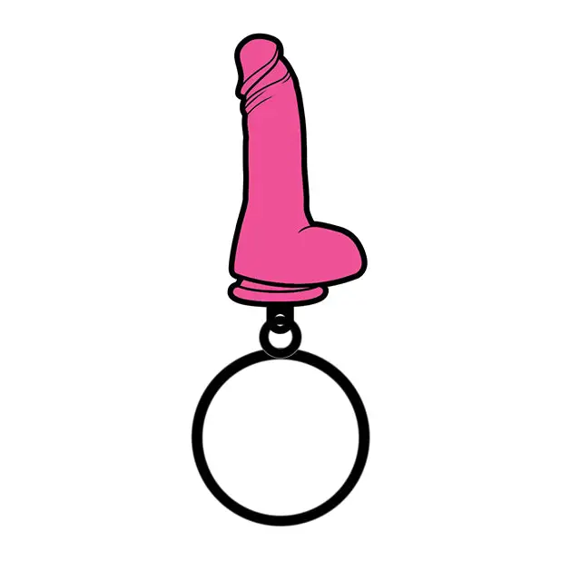 Wood Rocket Sex Toy Dildo Keychain, Pink