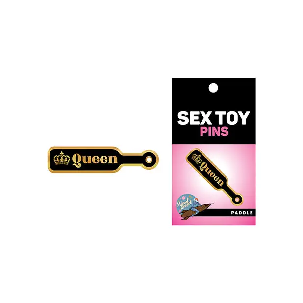 Wood Rocket Sex Toy Queen Paddle Large Pin, Black/Gold