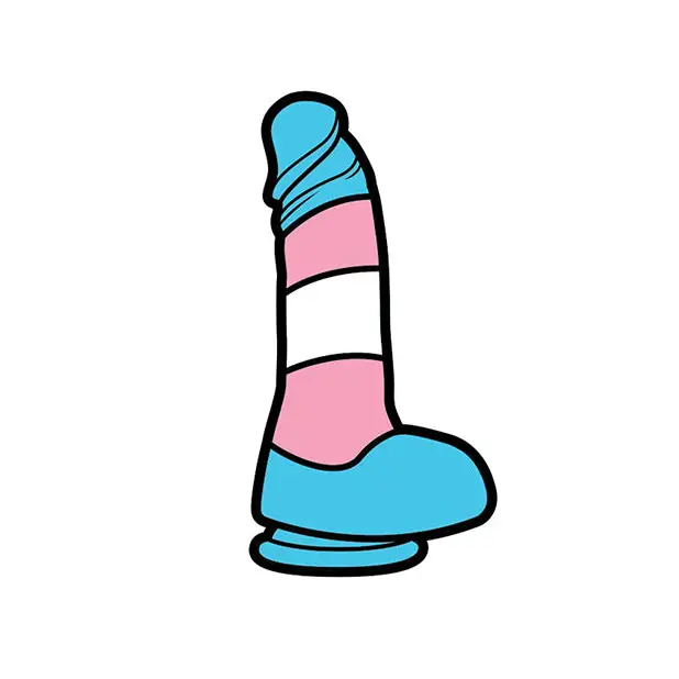 Wood Rocket Sex Toy Trans Pride Dildo Large Pin, Multi Color