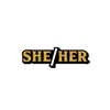 Wood Rocket She/Her Pin, Black/Gold