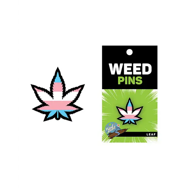 Wood Rocket Weed Trans Pride Leaf Large Pin, Multi Color