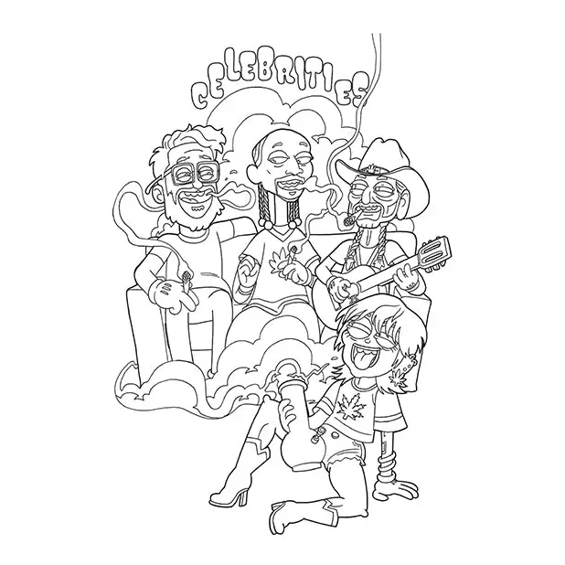 Wood Rocket Who Smokes Weed Adult Coloring Book