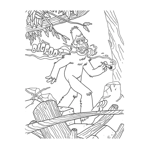 Wood Rocket Who Smokes Weed Adult Coloring Book