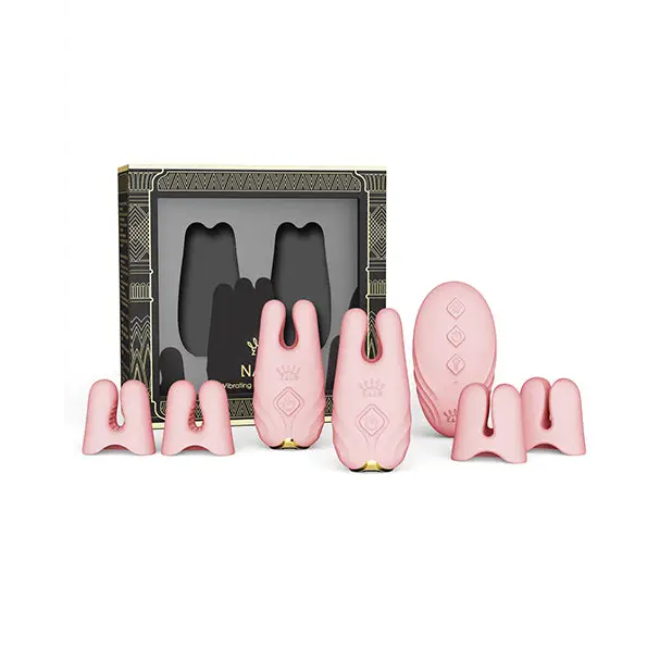 Zalo Nave Vibrating Nipple Clamps - Coral Pink - Bondage Blindfolds & Restraints