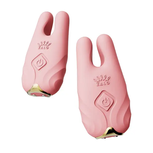 Zalo Nave Vibrating Nipple Clamps - Coral Pink - Bondage Blindfolds & Restraints