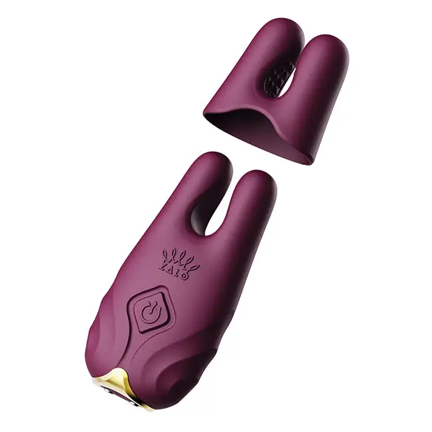 Zalo Nave Vibrating Nipple Clamps - Velvet Purple - Bondage Blindfolds & Restraints