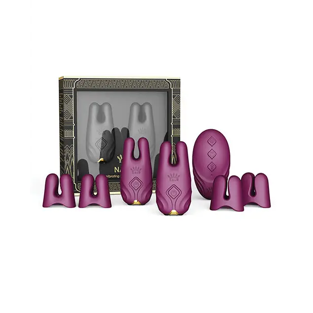 Zalo Nave Vibrating Nipple Clamps - Velvet Purple - Bondage Blindfolds & Restraints