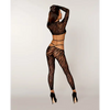 Zebra Fishnet Long Sleeve Bralette w/Finger Gloves & Footless Leggings - Black O/S - Lingerie - Packaged