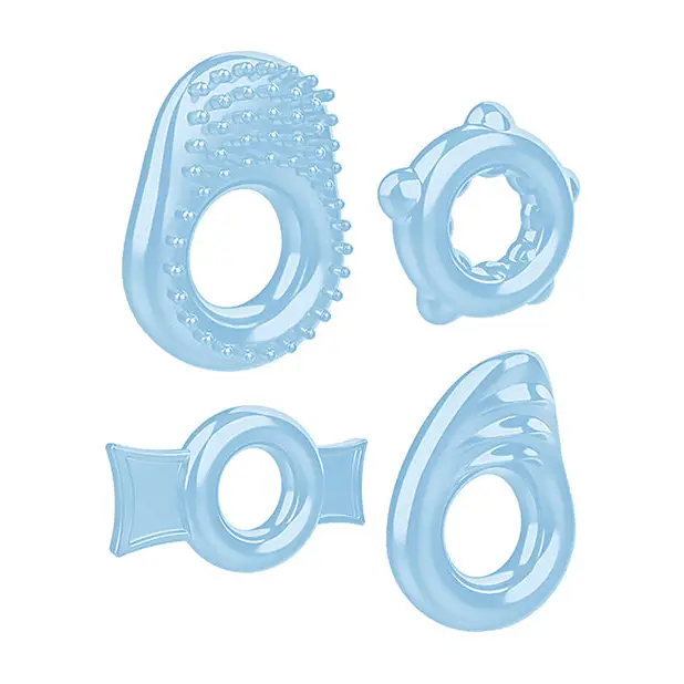 Zero Tolerance Ring a Ding Ding Set of 4 Cock Rings, Blue