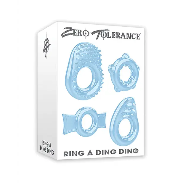 Zero Tolerance Ring a Ding Ding Set of 4 Cock Rings, Blue