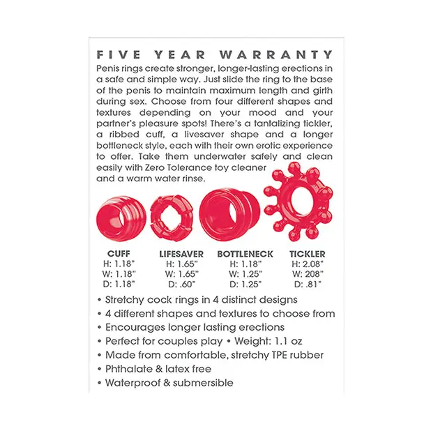 Zero Tolerance Ring the Alarm Cock Ring, Red