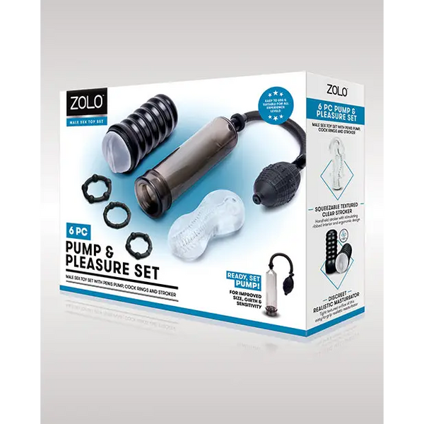 ZOLO 6 pc Pump & Pleasure Set - Black - Penis Enhancement