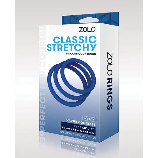 ZOLO Stretchy Silicone Cock Rings - Blue - Penis Enhancement